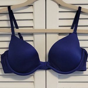 Wonderbra navy underwire padded effect push up bra sz: 34C